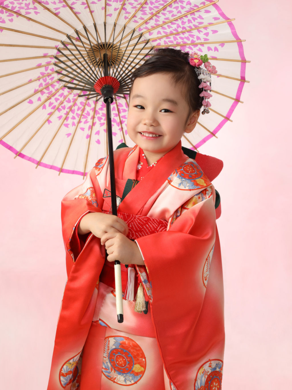 七五三記念写真撮影例(３歳女の子着物)横浜そごう写真館